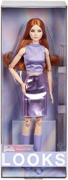 Játékbaba Barbie Looks Vöröske lila ruhában ...