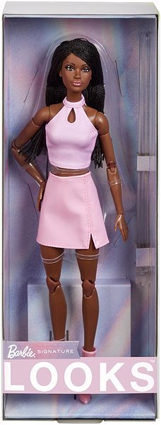 Játékbaba Barbie Looks fonatokkal rózsaszín ruhában ...