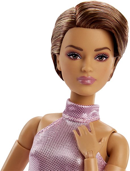 Játékbaba Barbie Looks rövid hajjal rózsaszín ruhában ...