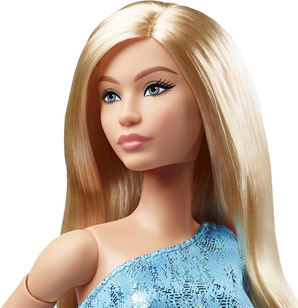 Puppe Barbie Looks Blond im blauen Kleid ...
