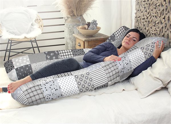Kojicí polštář SCAMP Těhotenský polštář/přesýpací hodiny 75 × 135 cm Patchwork šedá ...