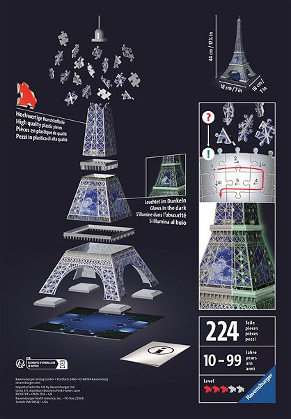3D Puzzle Ravensburger 115914 Eiffel Tower Annual Edition (Night Edition) ...