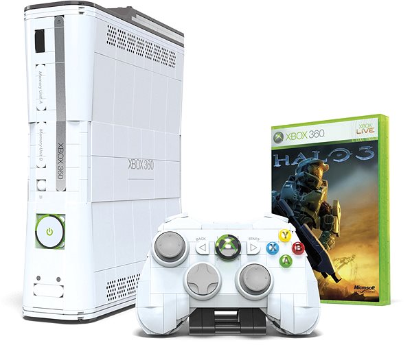 Bausatz MEGA Xbox 360 Spielekonsole, Nachbildung mit Lichtern für Sammler ...