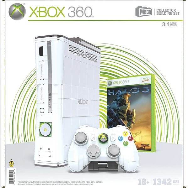 Bausatz MEGA Xbox 360 Spielekonsole, Nachbildung mit Lichtern für Sammler ...