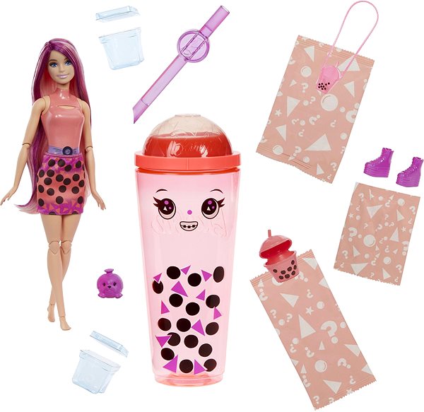 Játékbaba MATTEL Barbie Pop Reveal Barbie bubble tea - Kiegészítők és 8 meglepetés, illatos ...