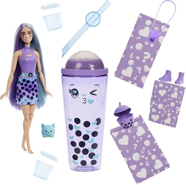 Játékbaba MATTEL Barbie Pop Reveal Barbie bubble tea - Kiegészítők és 8 meglepetés, illatos ...