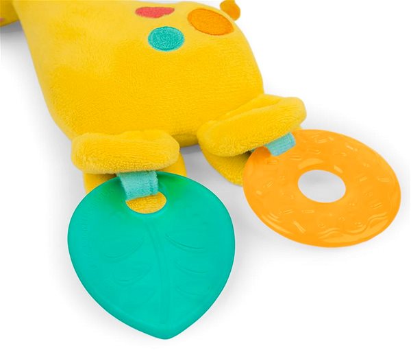 Bright Starts Giraffe Safari Soother on C-ring rattle.
