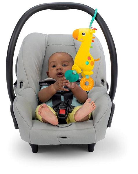 Bright Starts Giraffe Safari Soother on C-ring rattle.