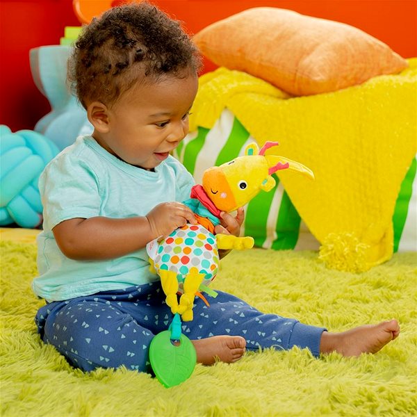 Bright Starts Play & Boogie Giraffe stroller toy with melody on the C Ring Pull .