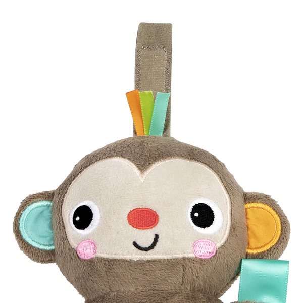 Bright Starts Play & Boogie monkey stroller toy with melody on the C ring Pull .