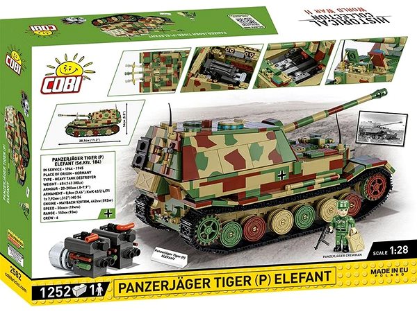 Building Set Cobi 2582 II WW Panzerjager Tiger (P) Elefant 1:28 ...