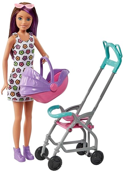 Játékbaba Barbie bébiszitter játékkészlet - babakocsi ...