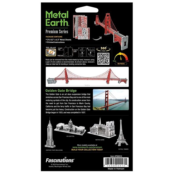 3D puzzle Metal Earth Luxusná oceľová stavebnica Golden Gate most ...