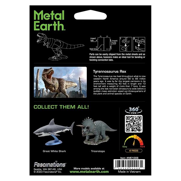 3D puzzle Metal Earth Luxusná oceľová stavebnica Tyrannosaurus Rex ...