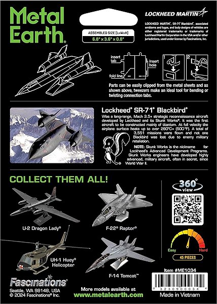 3D Puzzle Metal Earth 3D puzzle Lockheed SR-71 Blackbird ...