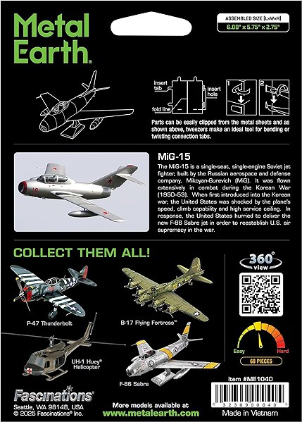 3D Puzzle Metal Earth 3D puzzle MiG-15 fighter jet ...