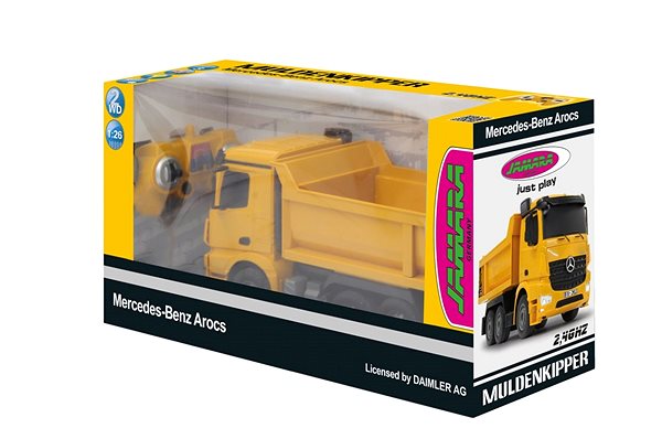 Távirányítós kamion Jamara Dump Truck Mercedes-Benz Arocs 1:26 2,4GHz Csomagolás/doboz