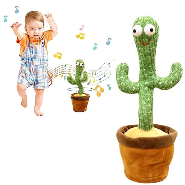 Plyšová hračka Effly Spievajúci a tancujúci kaktus, USB ...