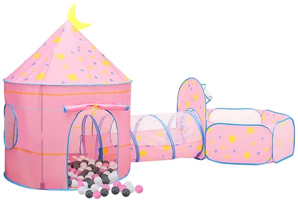 Detský stan SHUMEE Detský stan na hranie s 250 loptičkami ružový, 301 × 120 × 128 cm ...