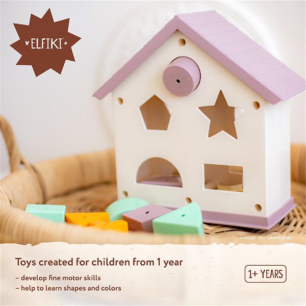 ELFIKI Eco Natural Magic House motor skills shape sorter.