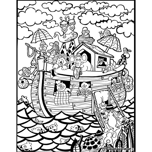 colouring page colourvelvet Velvet picture of Noah's Ark .