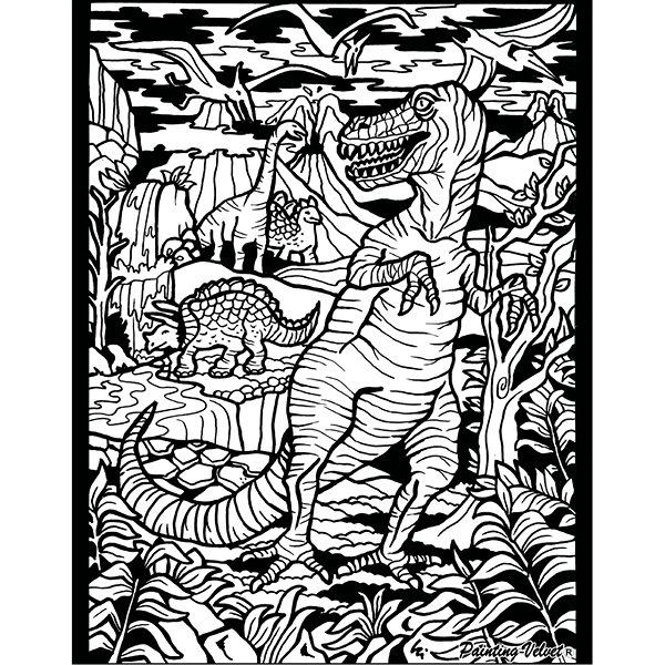 colouring page colourvelvet Velvet picture of a T-Rex .