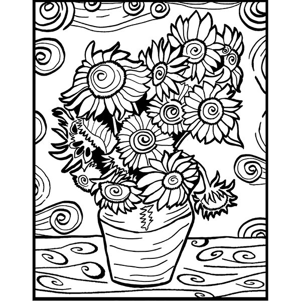 colouring page colourvelvet Velvet picture of Sunflowers .