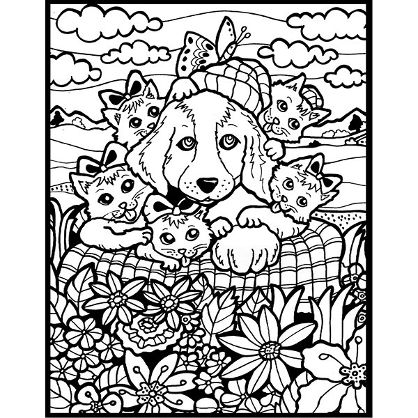 colouring page colourvelvet Velvet picture Dog and cats .
