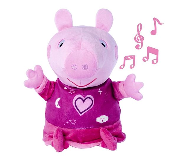 Uspávačik Simba Peppa Pig 2v1 plyšový zaspávač hrajúci + svetlo, ružový ...