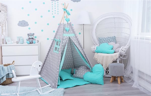 Tent for Children BabyTýpka Teepee Stars Menthol Lifestyle