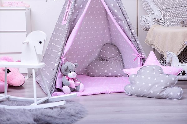 Tent for Children BabyTýpka Teepee Double stars pink Lifestyle