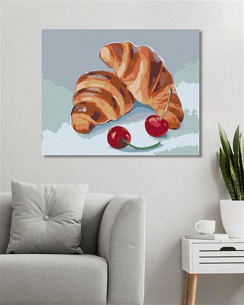 Maľovanie podľa čísel Zuty – Maľovanie Podľa Čísel – Croissant A Čerešne (Myroslava Voloschuk), 80 × 100 cm, Plátno + Rám ...