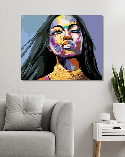 Maľovanie podľa čísel Zuty – Maľovanie Podľa Čísel – Farebný Portrét Ženy Vyjadrujúci Emócie, 80 × 100 cm, Plátno + Rám ...