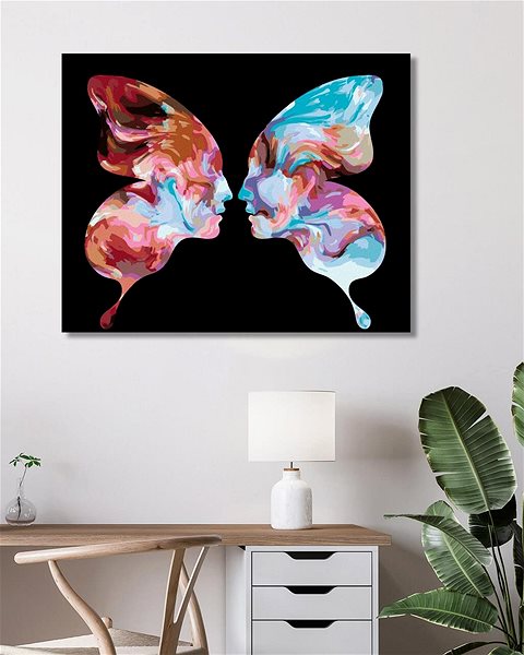Maľovanie podľa čísel Zuty – Maľovanie Podľa Čísel – Motýľ Ako 2 Ľudské Tváre, 80 × 100 cm, Plátno + Rám ...