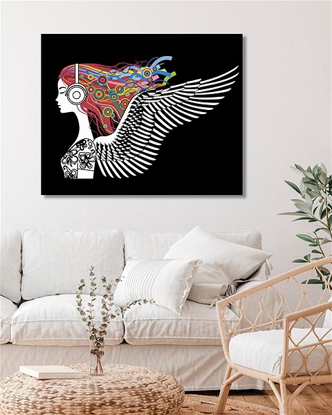 Maľovanie podľa čísel Zuty – Maľovanie Podľa Čísel – Žena S Farebnými Vlasmi A Krídlami, 80 × 100 cm, Plátno + Rám ...