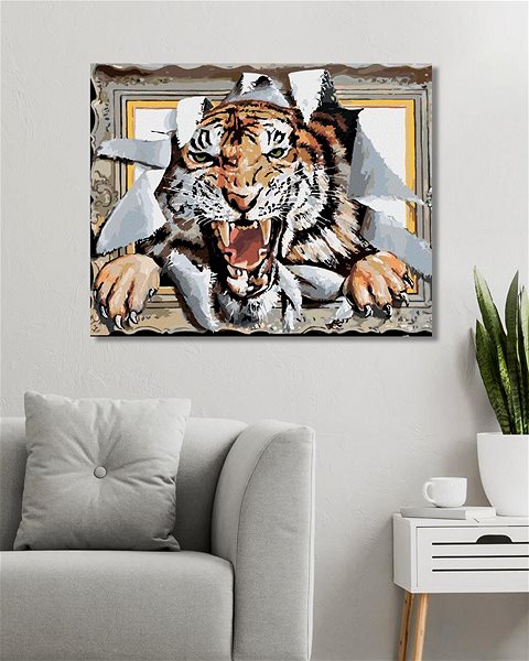 Maľovanie podľa čísel Zuty – Maľovanie podľa čísel – Tiger v ráme (D. Rusty Rust), 80 × 100 cm, plátno + rám ...