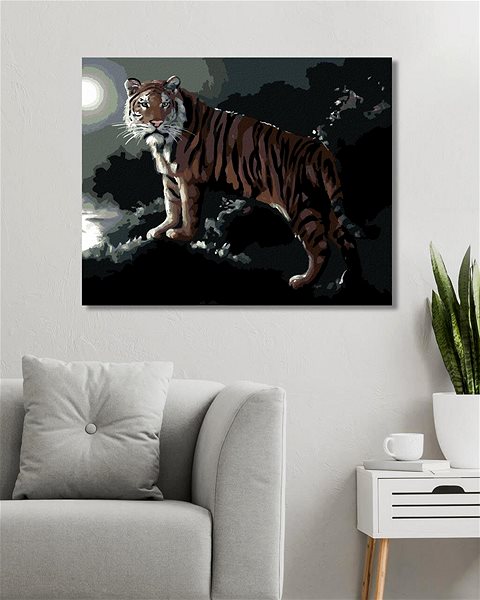 Maľovanie podľa čísel Zuty – Maľovanie podľa čísel – Tiger a spln (D. Rusty Rust), 80 × 100 cm, plátno + rám ...