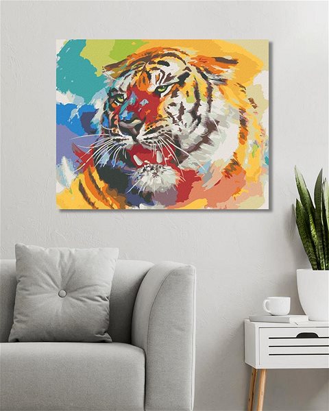 Maľovanie podľa čísel Zuty – Maľovanie Podľa Čísel – Tiger A Farby Pohľad (D. Rusty Rust), 80 × 100 cm, Plátno + Rám ...
