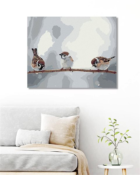 Maľovanie podľa čísel Zuty – Maľovanie Podľa Čísel – Malé Vtáčiky Na Konári, 80 × 100 cm, Plátno + Rám ...