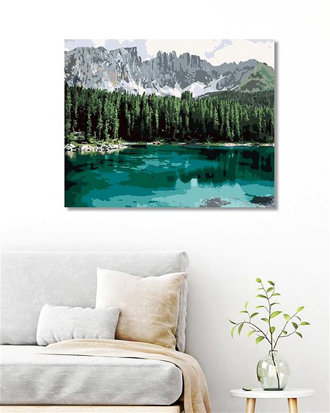 Maľovanie podľa čísel Zuty – Maľovanie Podľa Čísel – Jazero S Horami A Lesom, 80 × 100 cm, Plátno + Rám ...