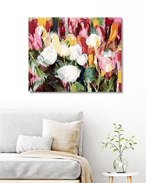 Maľovanie podľa čísel Zuty – Maľovanie Podľa Čísel – Plno Ruží A Tulipánov, 80 × 100 cm, Plátno + Rám ...
