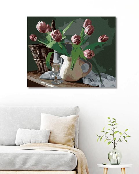 Maľovanie podľa čísel Zuty – Maľovanie Podľa Čísel – Tulipány V Džbánku, 80 × 100 cm, Plátno + Rám ...
