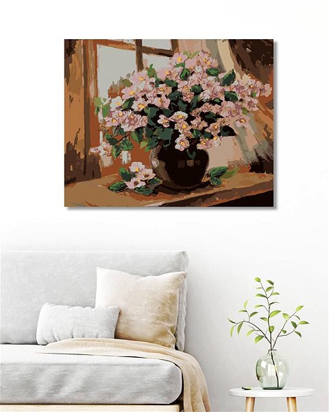 Maľovanie podľa čísel Zuty – Maľovanie Podľa Čísel – Bohaté Kvety Vo Váze Na Stole, 80 × 100 cm, Plátno + Rám ...