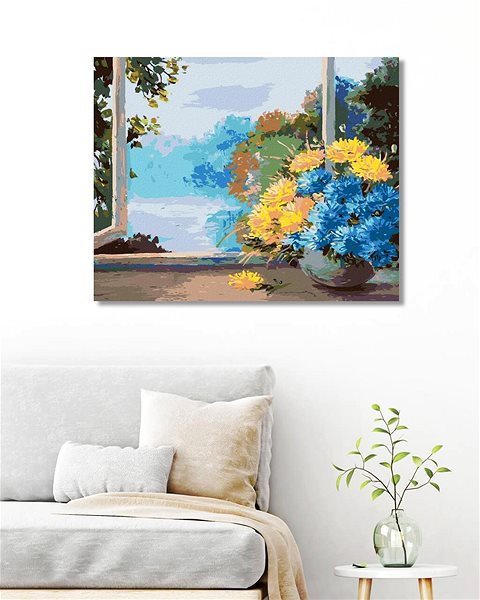 Maľovanie podľa čísel Zuty – Maľovanie Podľa Čísel – Kytica Jarných Kvetov Pri Okne, 80 × 100 cm, Plátno + Rám ...