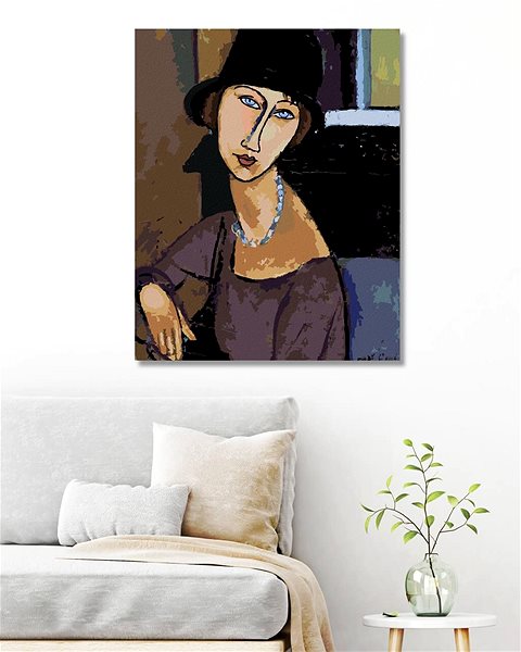 Maľovanie podľa čísel Zuty – Maľovanie Podľa Čísel – Jeanne Hébuterne S Klobúkom A Náhrdelníkom (Amedeo Modigliani), 40 × 50 ...