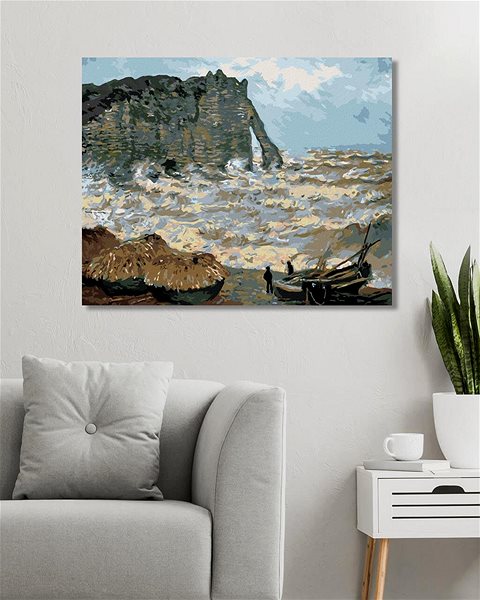 Maľovanie podľa čísel Zuty – Maľovanie Podľa Čísel – Búrlivé More V Étretat (Claude Monet), 80 × 100 cm, Plátno + Rám ...