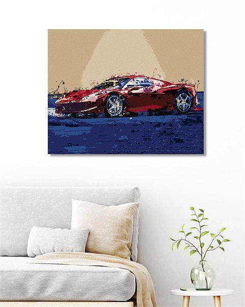 Maľovanie podľa čísel Zuty – Maľovanie Podľa Čísel – Červené Abstraktné Auto Ferrari, 80 × 100 cm, Plátno + Rám ...