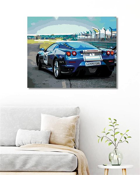 Maľovanie podľa čísel Zuty – Maľovanie Podľa Čísel – Športové Modré Auto Ferrari, 80 × 100 cm, Plátno + Rám ...