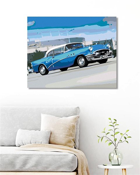 Maľovanie podľa čísel Zuty – Maľovanie Podľa Čísel – Staršie Modré Auto, 80 × 100 cm, Plátno + Rám ...