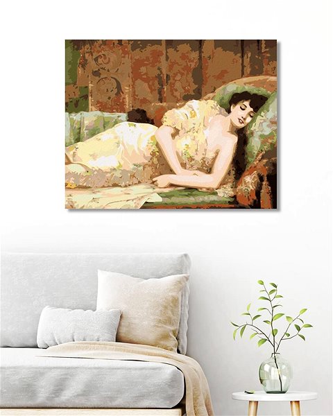 Maľovanie podľa čísel Zuty – Maľovanie Podľa Čísel – Spiaca Žena V Šatách, 80 × 100 cm, Plátno + Rám ...